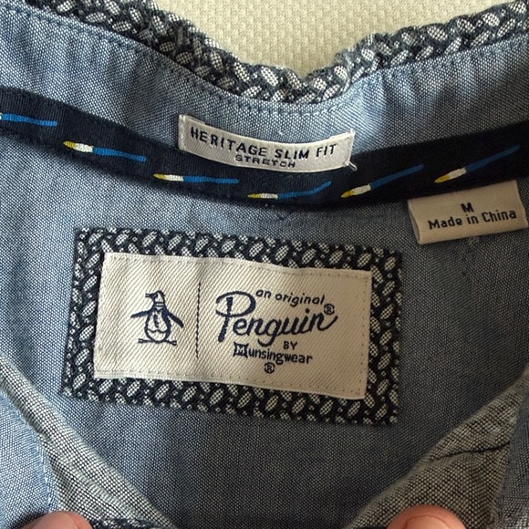 Original Penguin Navy and White Patterned Button-Down Shirt - Picture 2 of 6